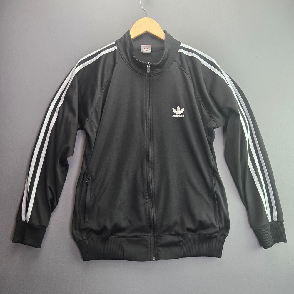Adidas Originals Track Jacket Full Zip XL Black White 3-Stripes Trefoil Logo